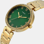 Fashion Women Quartz Green Dial Analog Stainless Steel Watch TWEL18716