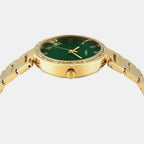 Fashion Women Quartz Green Dial Analog Stainless Steel Watch TWEL18716