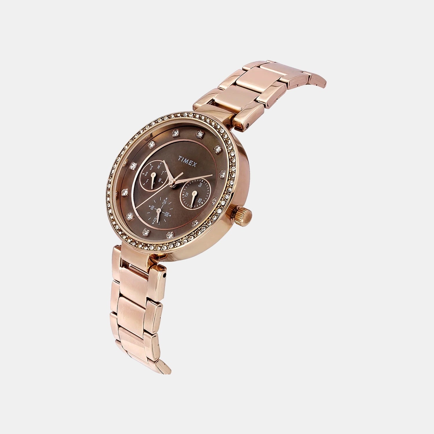 Trendline Women Quartz Brown Dial Multi-Function Stainless Steel Watch TWEL18721