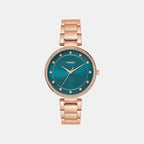Fashion Women Quartz Teal Dial Analog Stainless Steel Watch TWEL18727