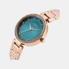 Fashion Women Quartz Teal Dial Analog Stainless Steel Watch TWEL18727