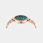Fashion Women Quartz Teal Dial Analog Stainless Steel Watch TWEL18727