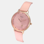 Fashion Women Quartz Pink Dial Analog Leather Watch TWEL19100
