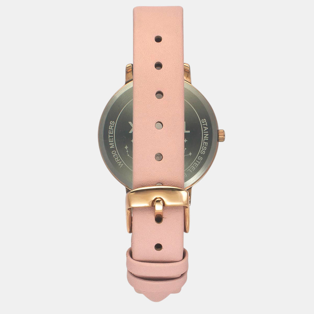 Fashion Women Quartz Pink Dial Analog Leather Watch TWEL19100