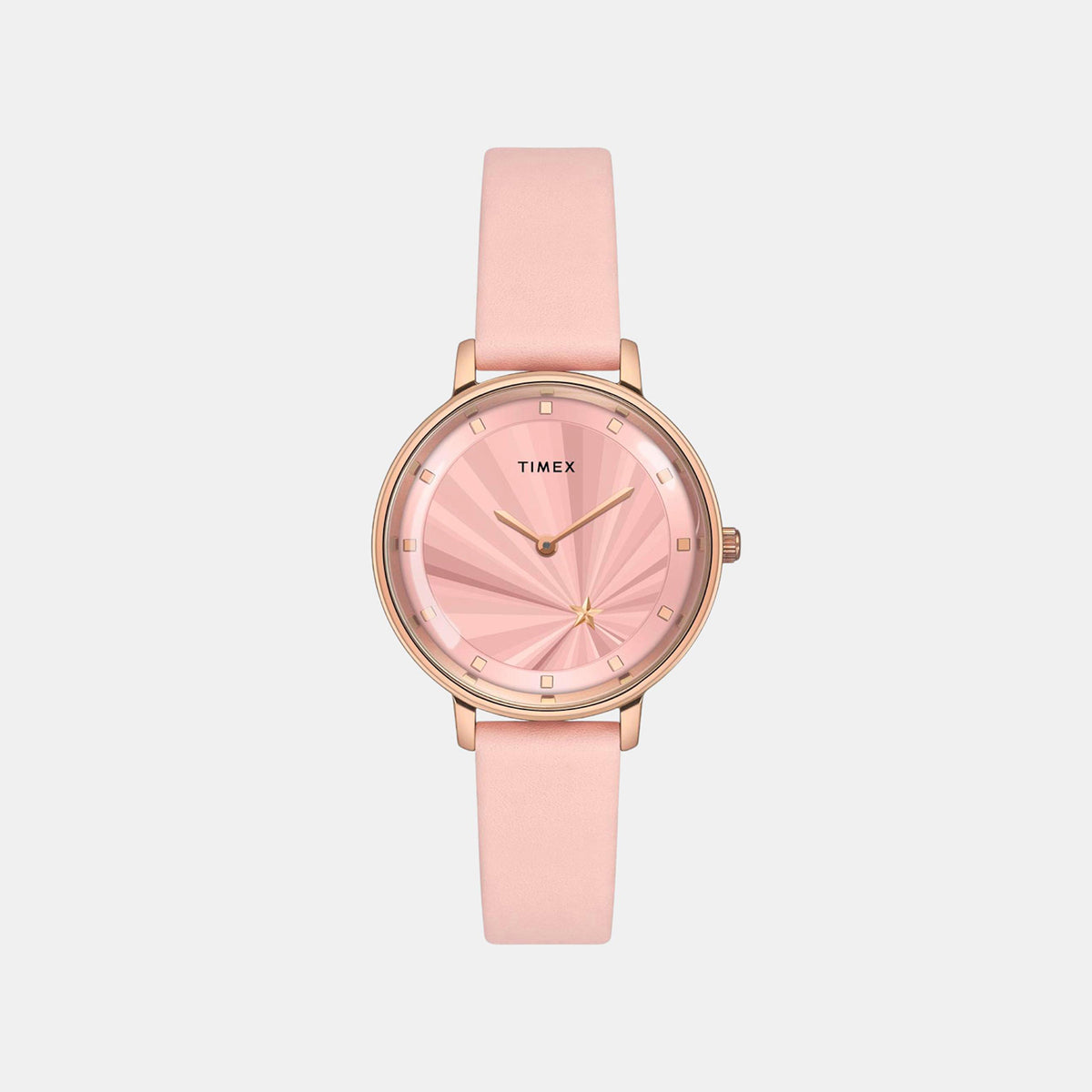 Fashion Women Quartz Pink Dial Analog Leather Watch TWEL19100