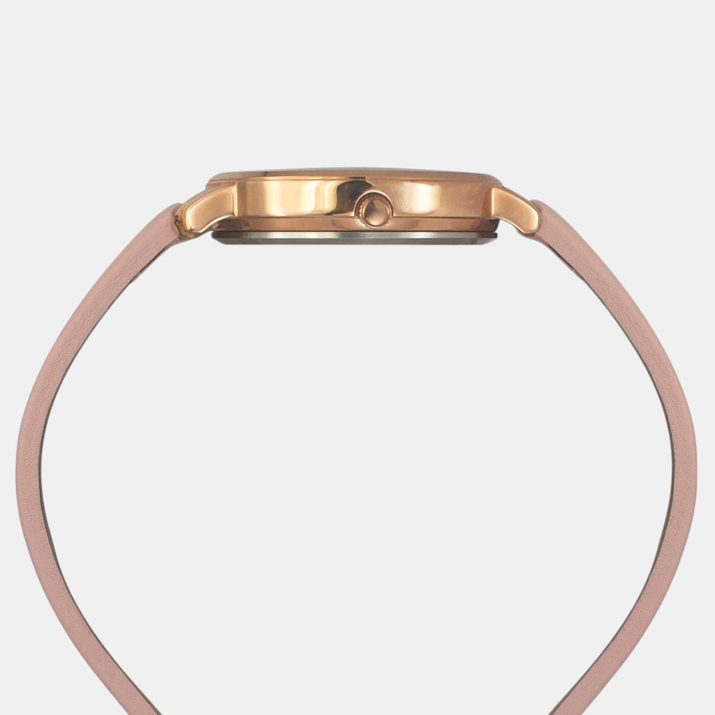 Fashion Women Quartz Pink Dial Analog Leather Watch TWEL19100