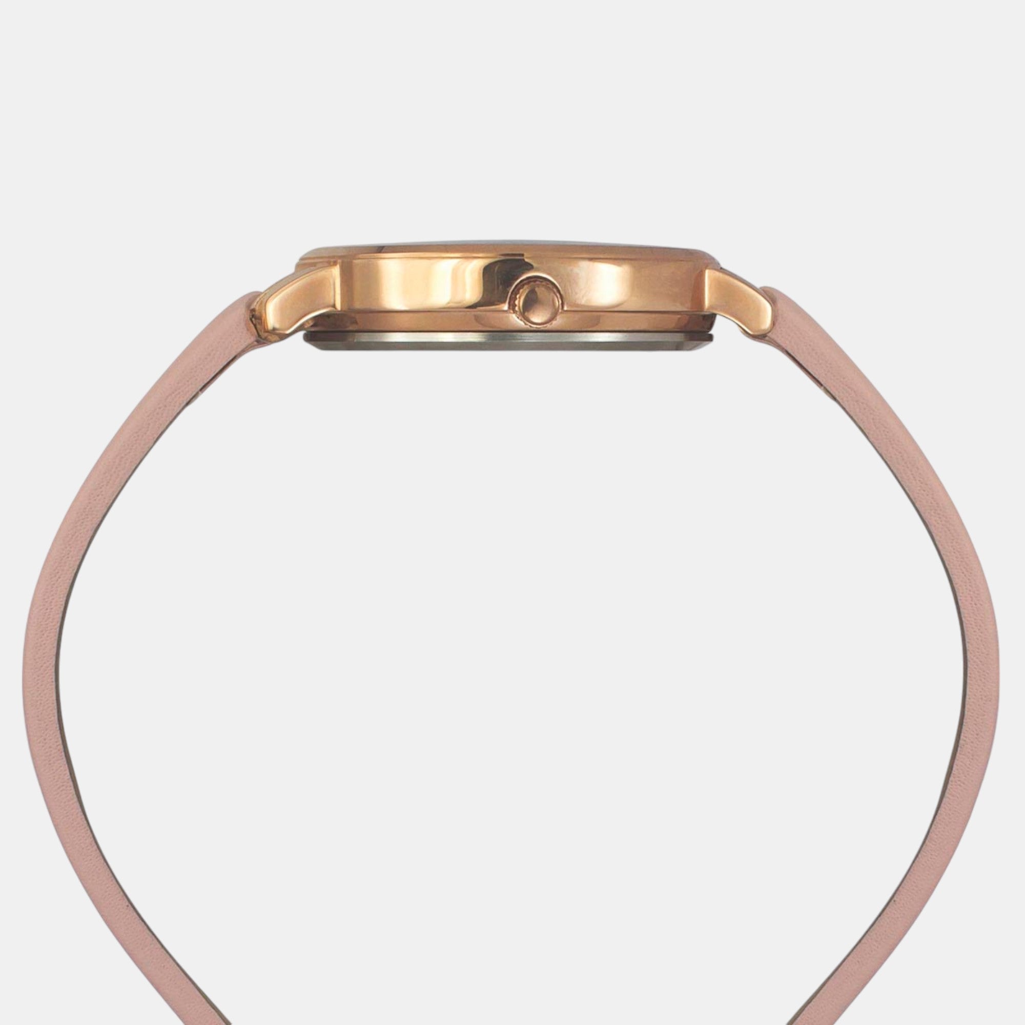 Fashion Women Quartz Pink Dial Analog Leather Watch TWEL19100