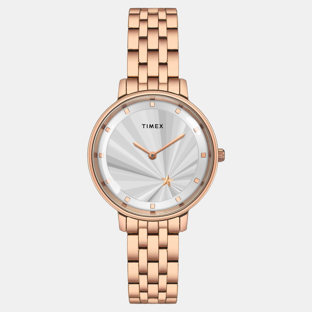 Fashion Women Quartz Silver Dial Analog Stainless Steel Watch TWEL19102