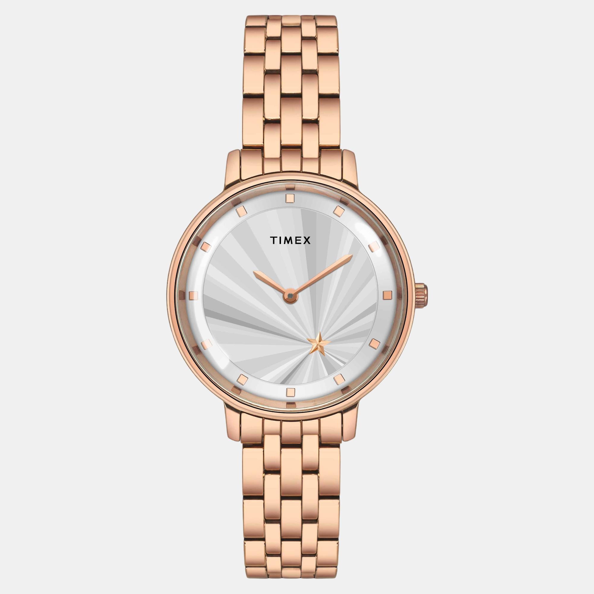 Fashion Women Quartz Silver Dial Analog Stainless Steel Watch TWEL19102