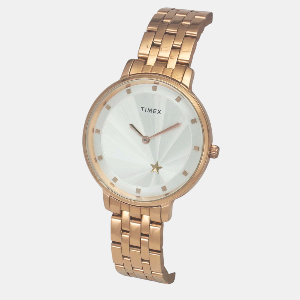 Fashion Women Quartz Silver Dial Analog Stainless Steel Watch TWEL19102