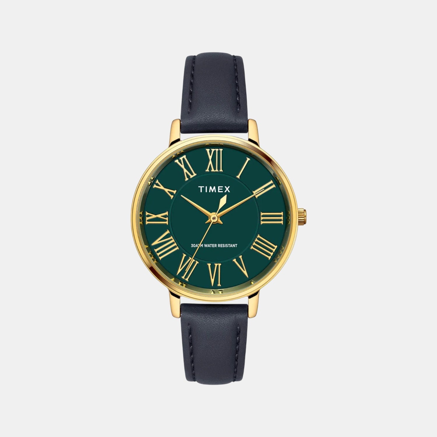 Timex Fashion Women Quartz Green Dial Analog Leather Watch TWEL19104