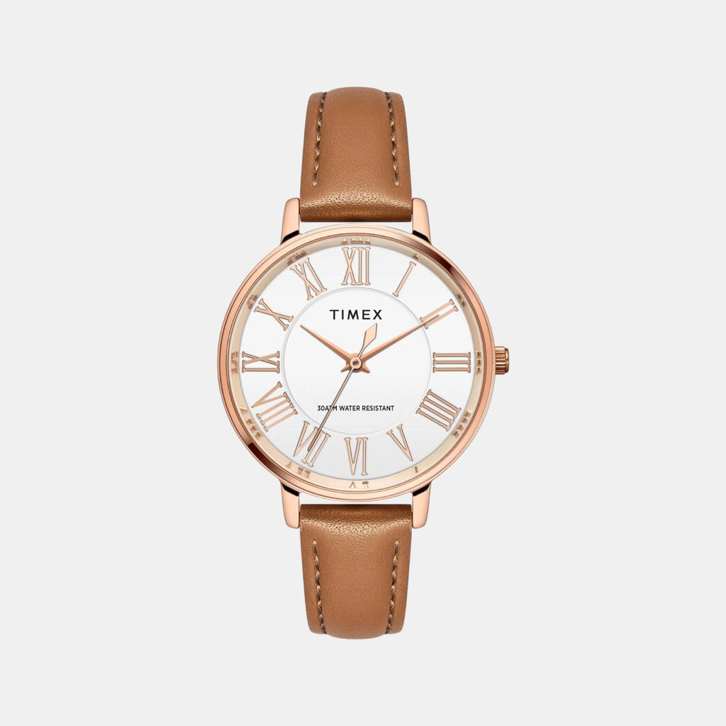 Fashion Women Quartz Silver Dial Analog Leather Watch TWEL19105