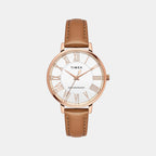 Fashion Women Quartz Silver Dial Analog Leather Watch TWEL19105