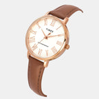 Fashion Women Quartz Silver Dial Analog Leather Watch TWEL19105