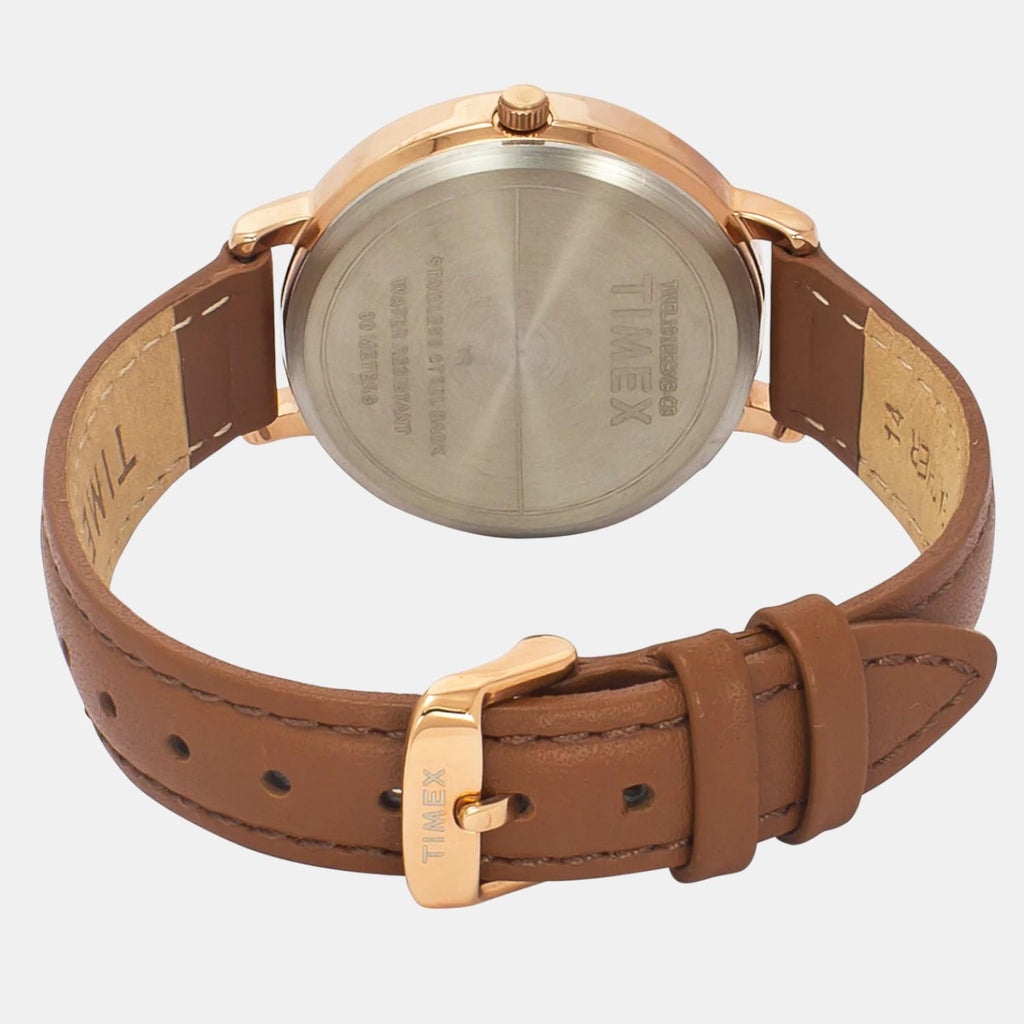 Fashion Women Quartz Silver Dial Analog Leather Watch TWEL19105