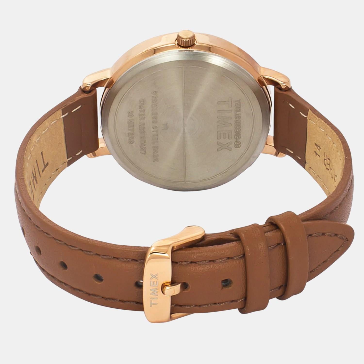 Fashion Women Quartz Silver Dial Analog Leather Watch TWEL19105