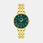 Fashion Women Quartz Green Dial Analog Stainless Steel Watch TWEL19106