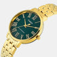 Fashion Women Quartz Green Dial Analog Stainless Steel Watch TWEL19106