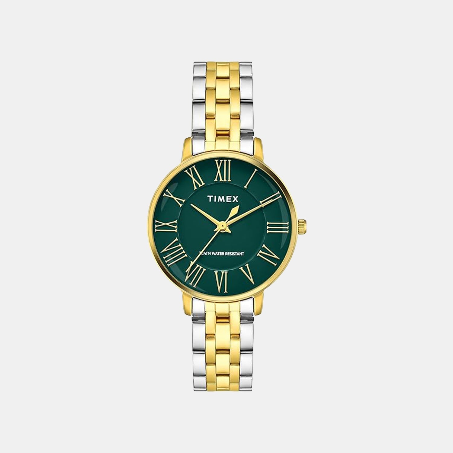 Fashion Women Quartz Green Dial Analog Stainless Steel Watch TWEL19107