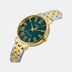 Fashion Women Quartz Green Dial Analog Stainless Steel Watch TWEL19107
