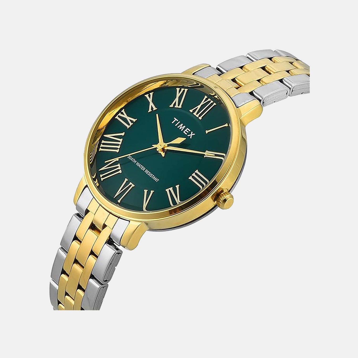 Fashion Women Quartz Green Dial Analog Stainless Steel Watch TWEL19107