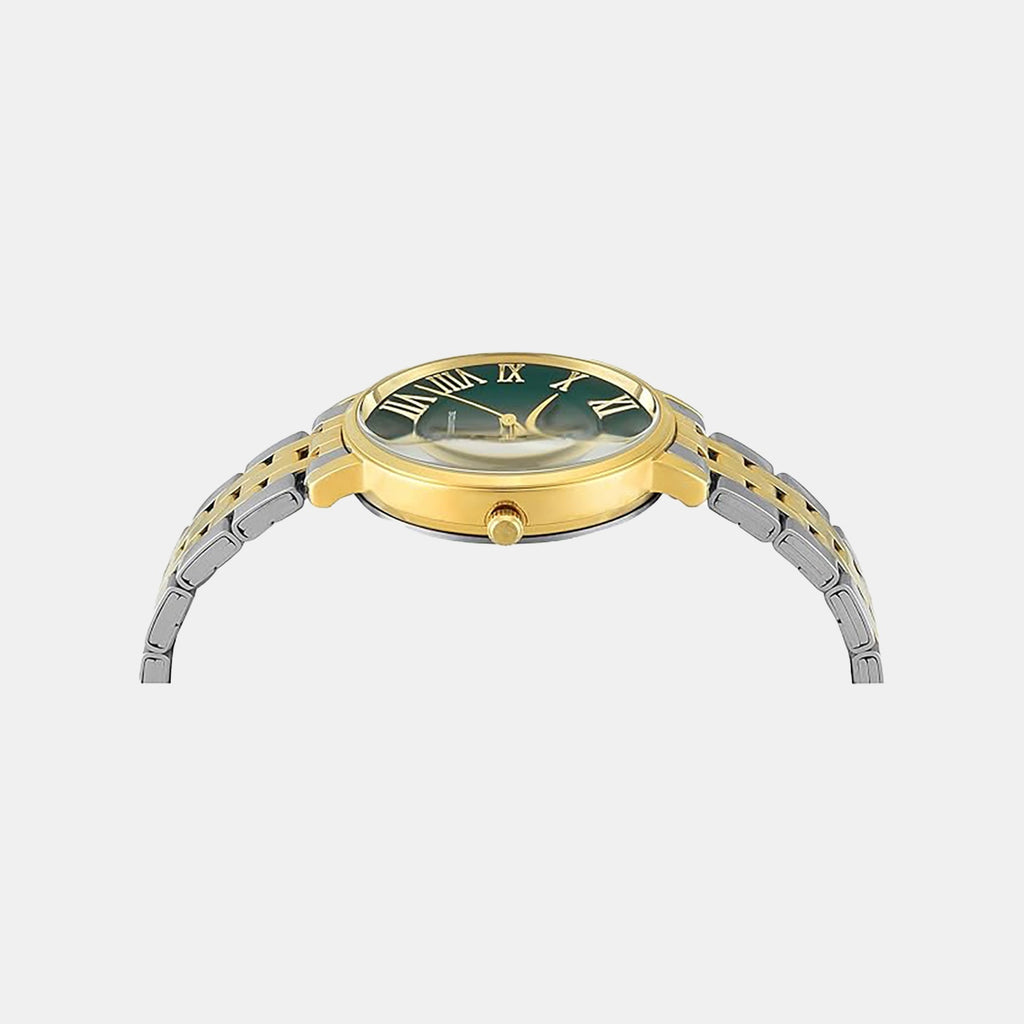 Fashion Women Quartz Green Dial Analog Stainless Steel Watch TWEL19107