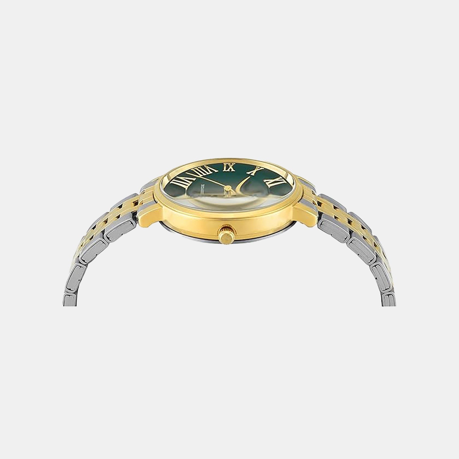 Fashion Women Quartz Green Dial Analog Stainless Steel Watch TWEL19107