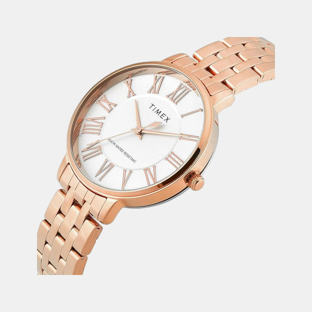 Women Quartz White Dial Analog Stainless Steel Watch TWEL19108