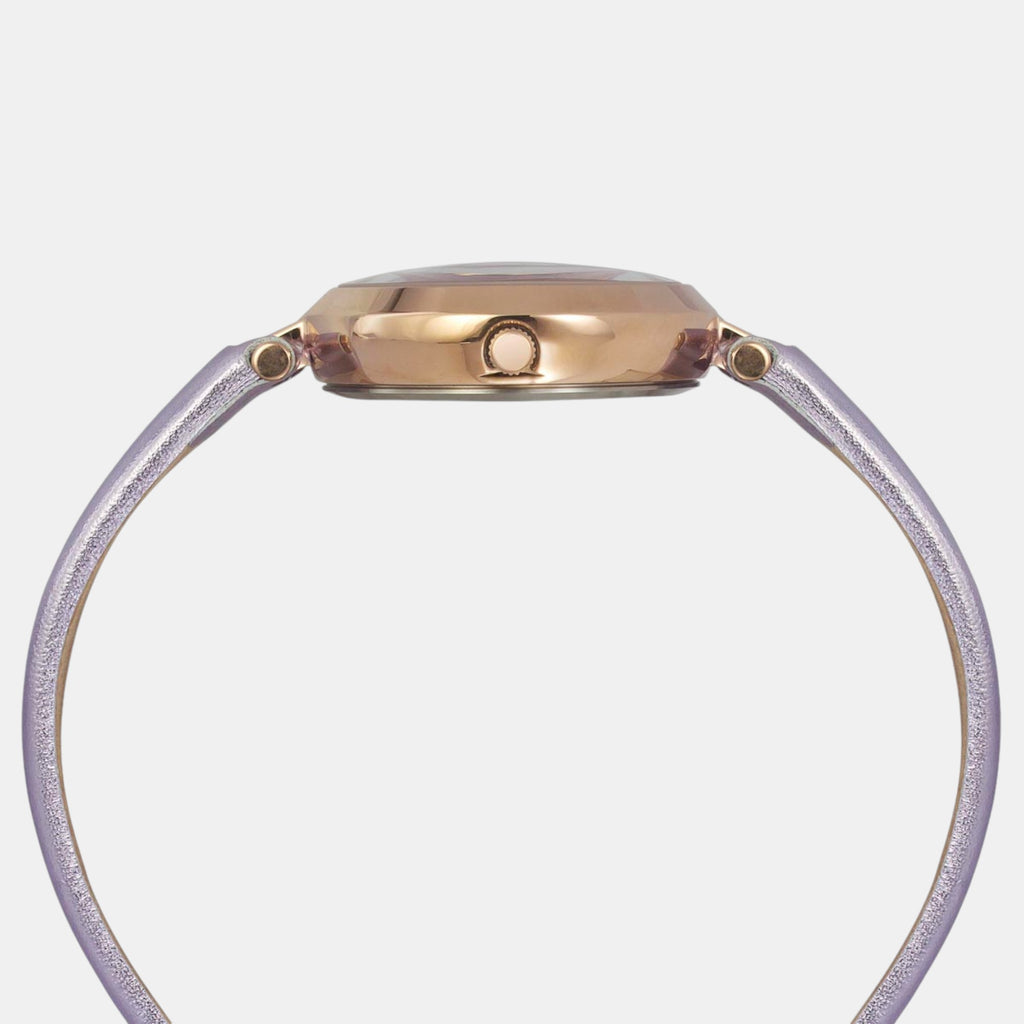 Fashion Women Quartz Lavender Dial Analog Leather Watch TWEL19200