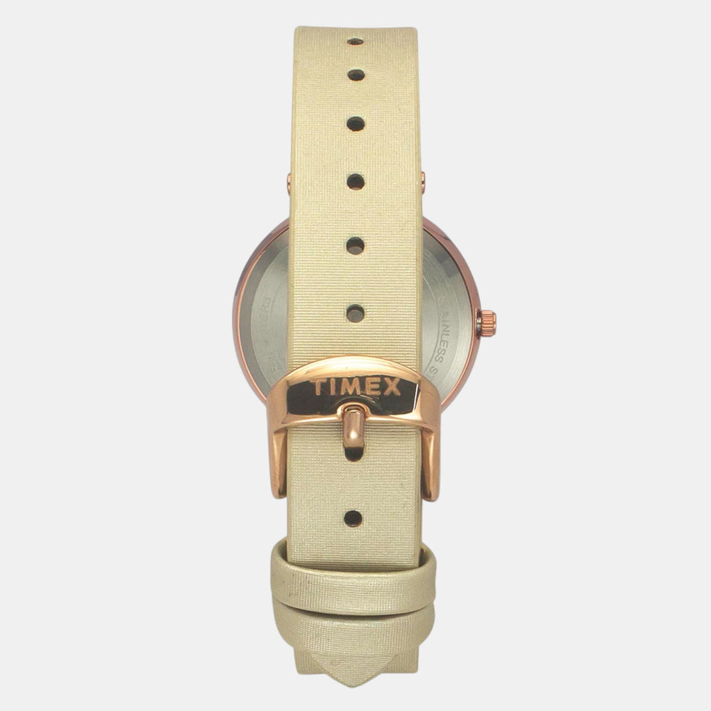 Fashion Women Quartz Orange Dial Analog Leather Watch TWEL19201