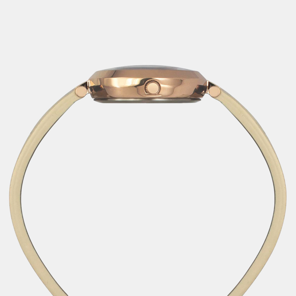 Fashion Women Quartz Orange Dial Analog Leather Watch TWEL19201