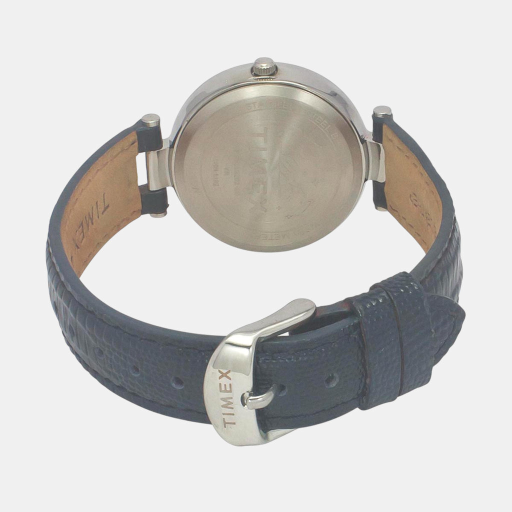 Fashion Women Quartz Blue Dial Analog Leather Watch TWEL19202