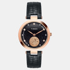Fashion Women Quartz Black Dial Analog Leather Watch TWEL19203
