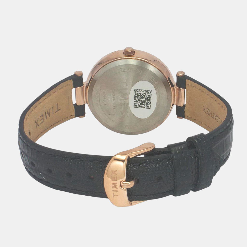 Fashion Women Quartz Black Dial Analog Leather Watch TWEL19203