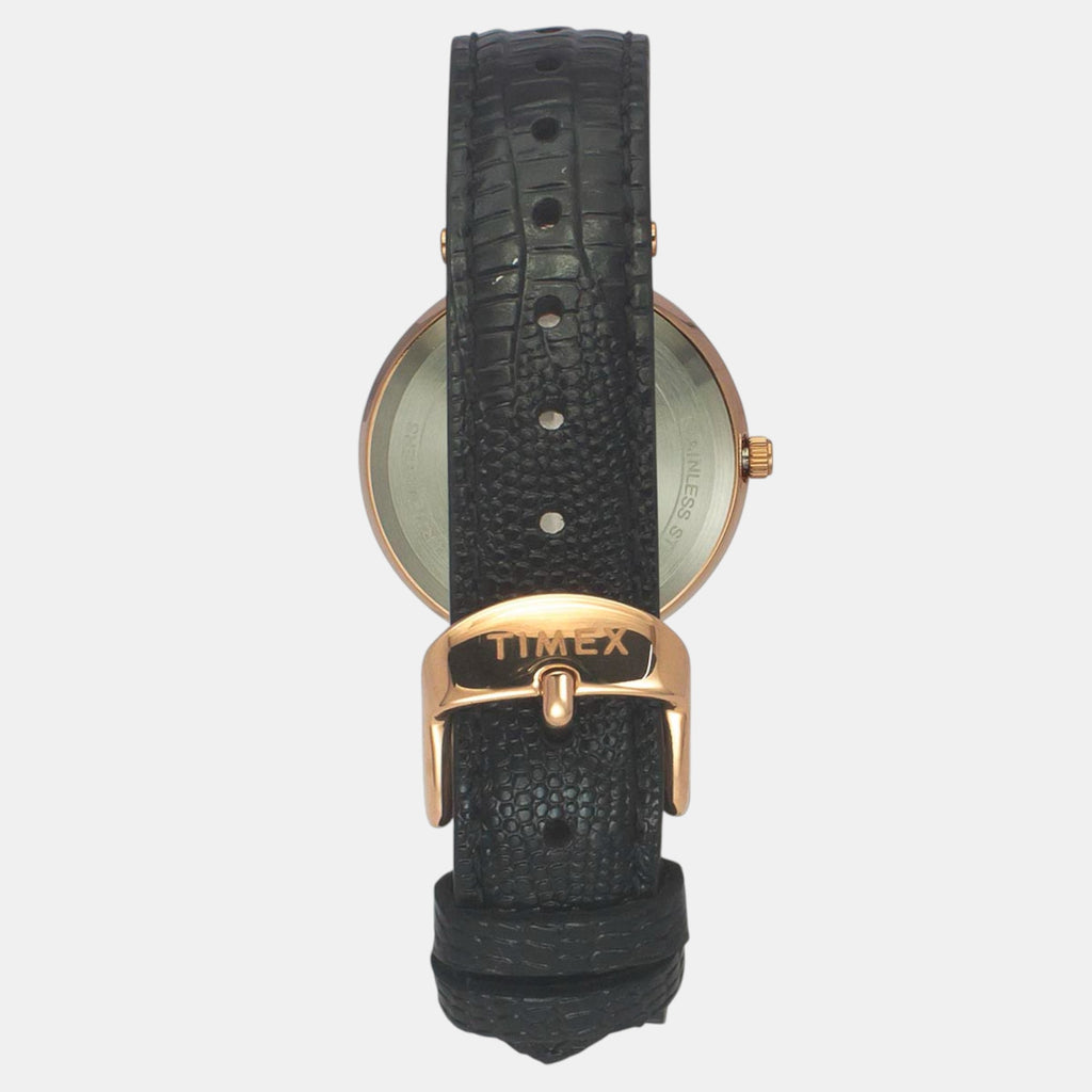 Fashion Women Quartz Black Dial Analog Leather Watch TWEL19203