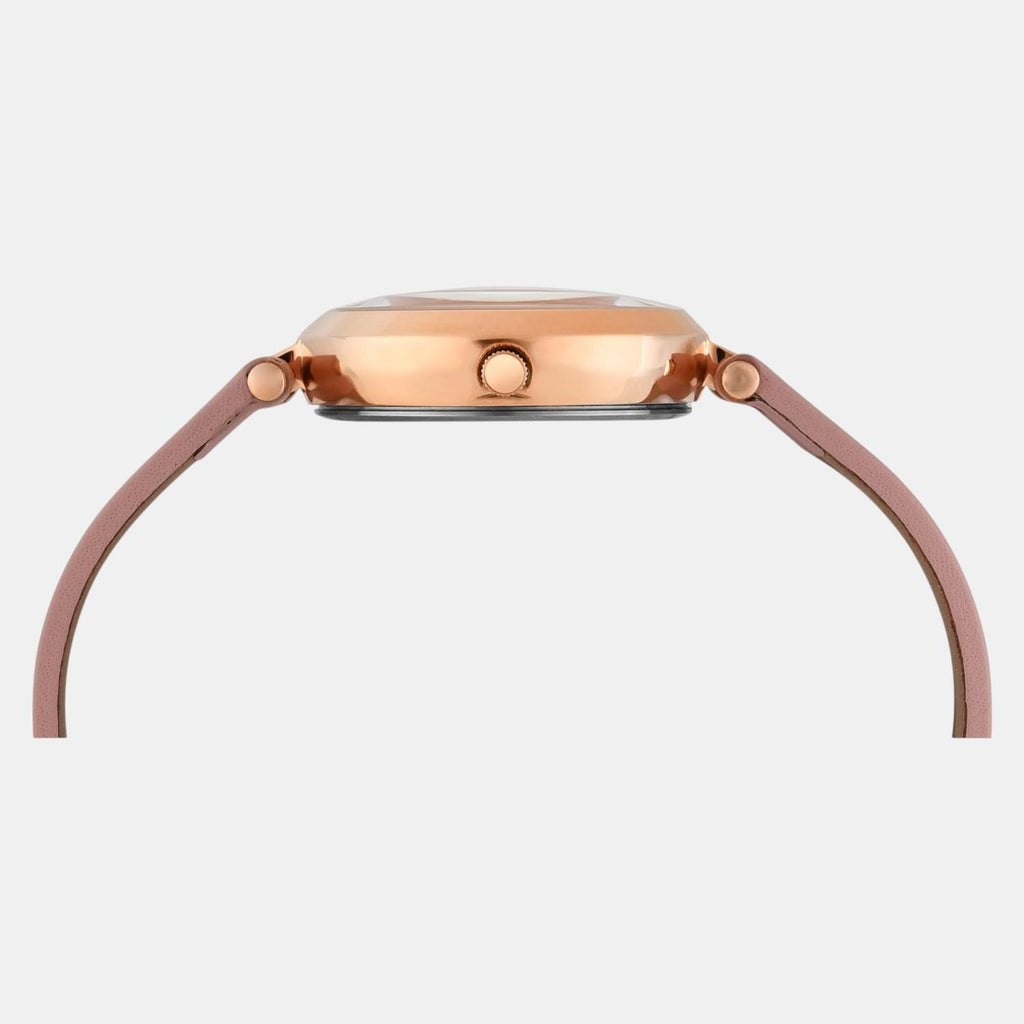 Fashion Women Quartz Pink Dial Analog Leather Watch TWEL19204