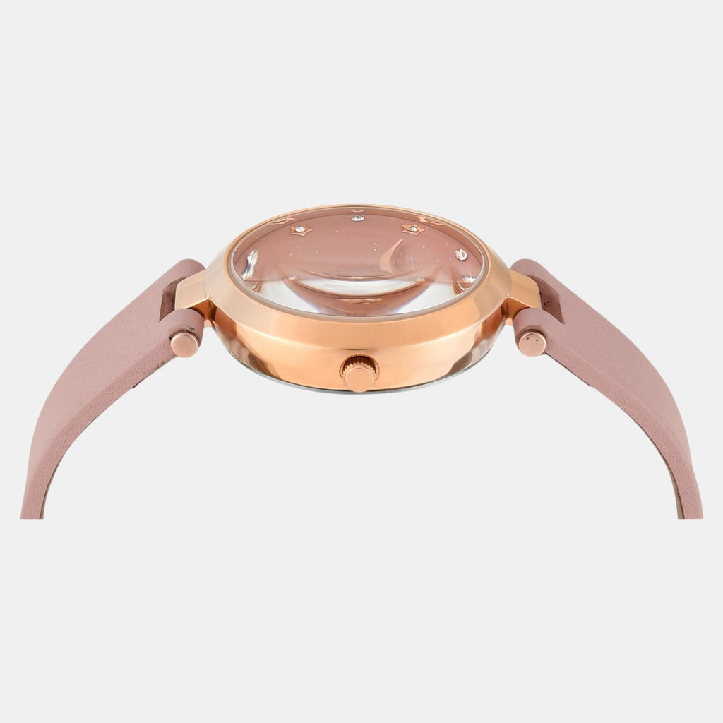 Fashion Women Quartz Pink Dial Analog Leather Watch TWEL19204