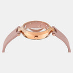 Fashion Women Quartz Pink Dial Analog Leather Watch TWEL19204