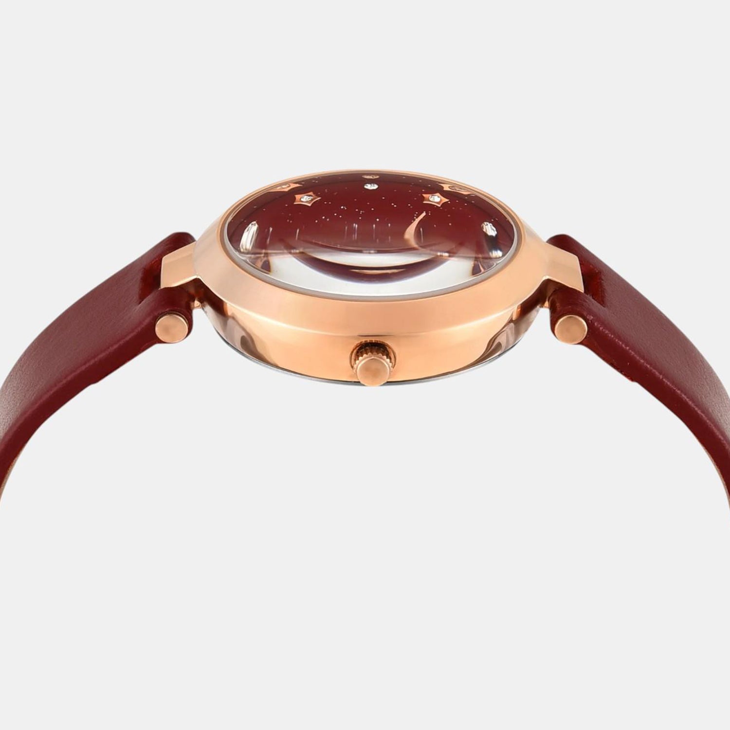 Fashion Women Quartz Red Dial Analog Leather Watch TWEL19205
