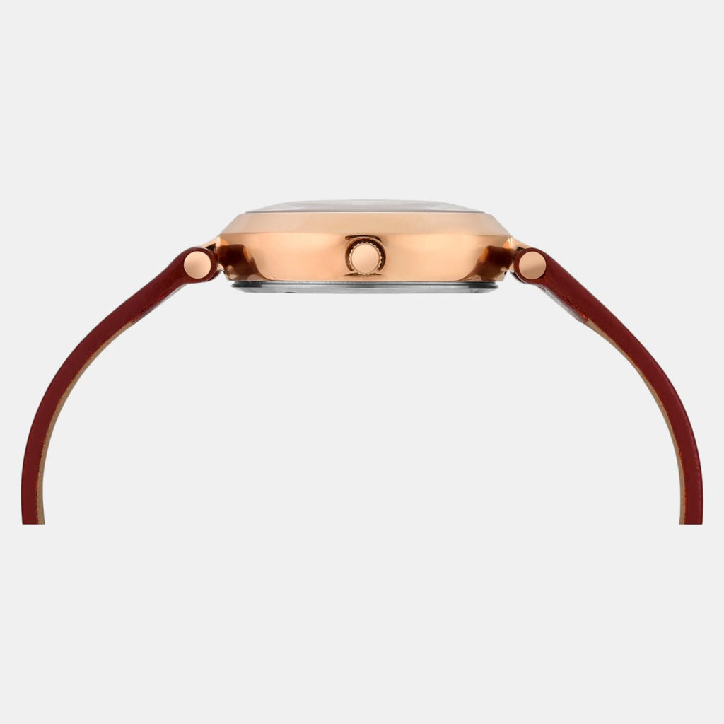 Fashion Women Quartz Red Dial Analog Leather Watch TWEL19205