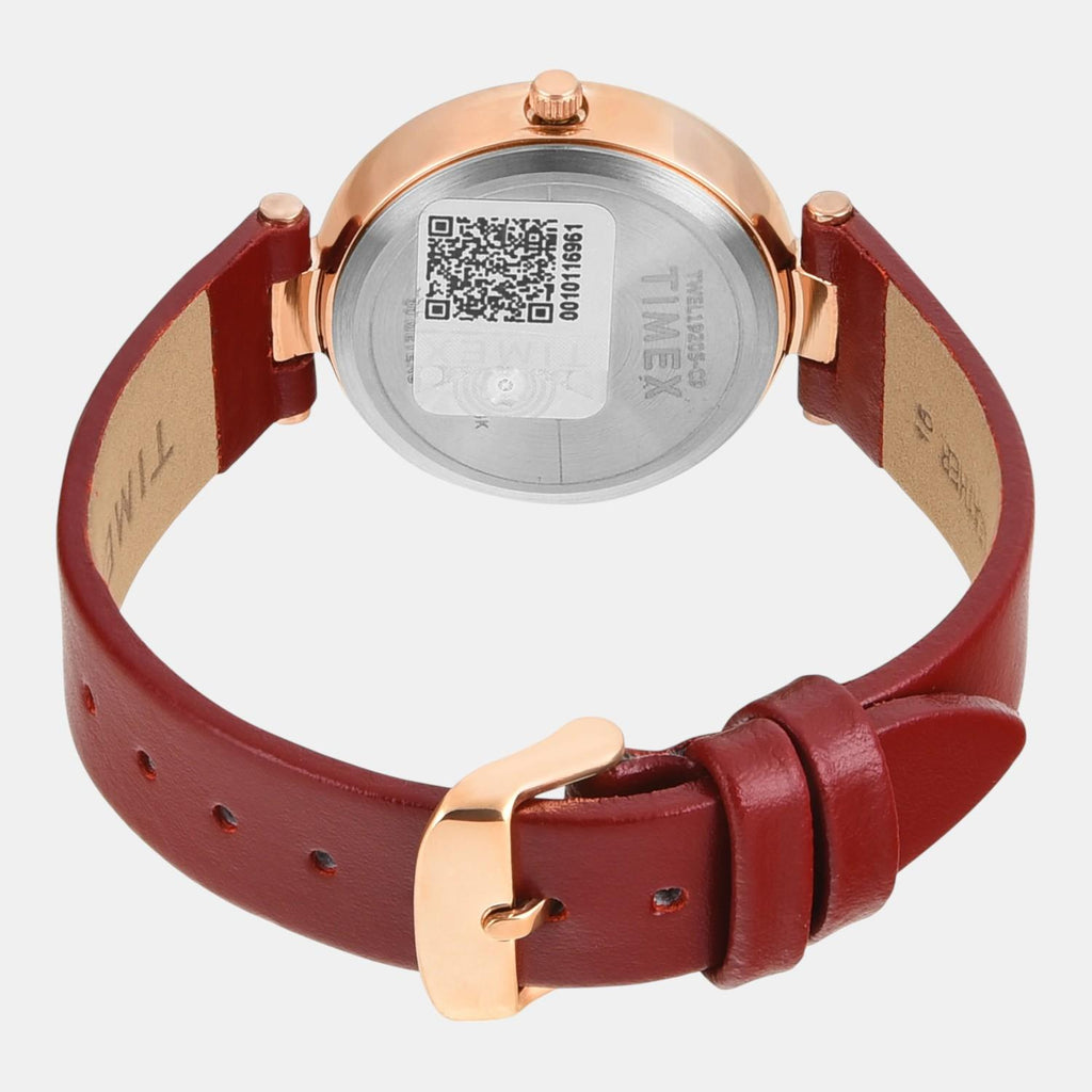 Fashion Women Quartz Red Dial Analog Leather Watch TWEL19205