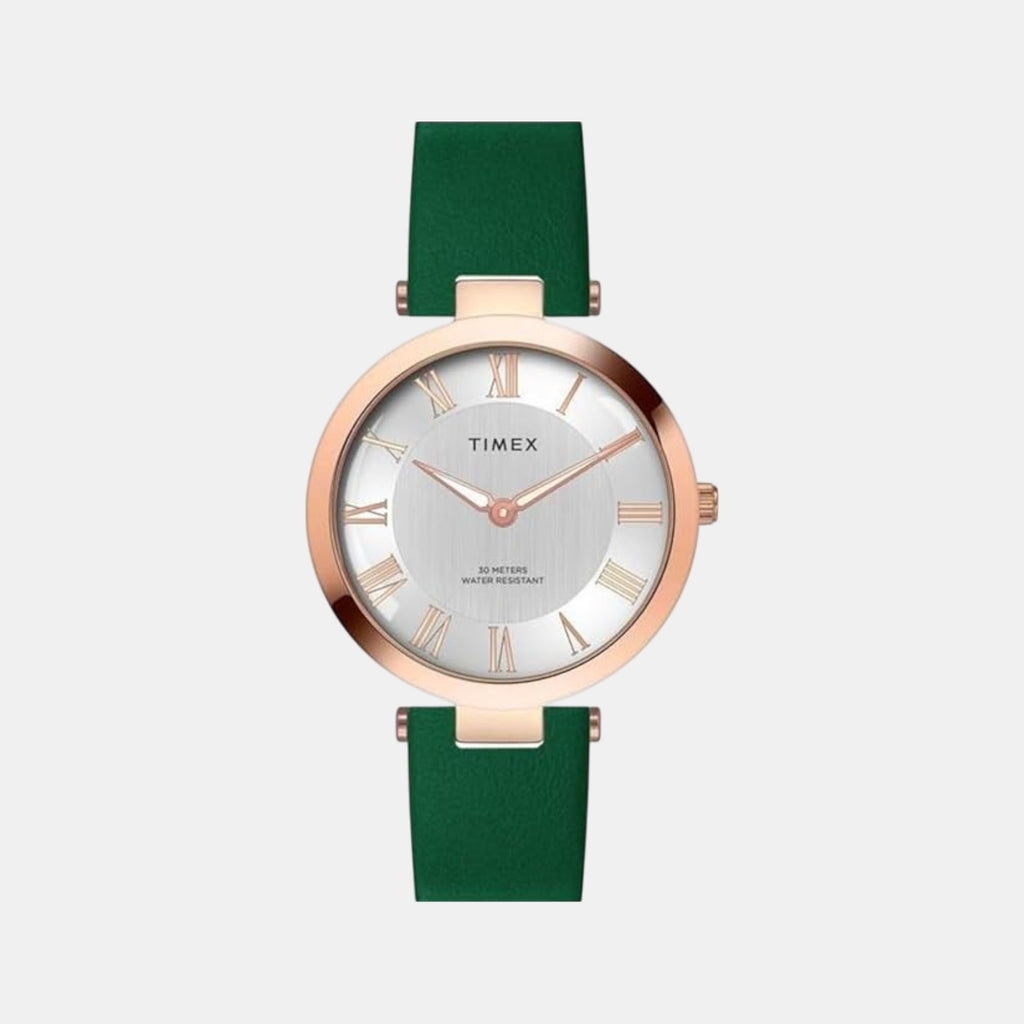 Fashion Women Quartz Silver Dial Analog Leather Watch TWEL19209