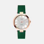 Fashion Women Quartz Silver Dial Analog Leather Watch TWEL19209