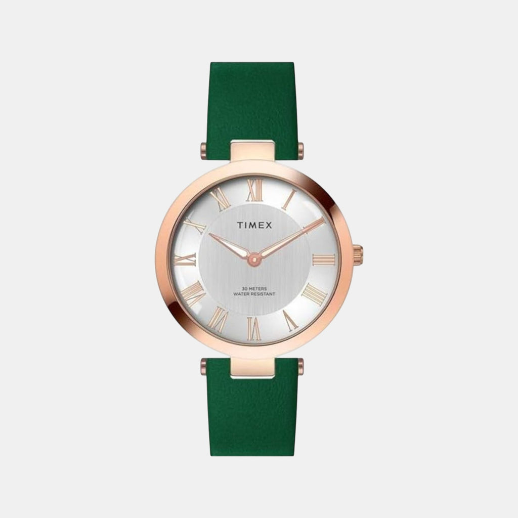 Fashion Women Quartz Silver Dial Analog Leather Watch TWEL19209