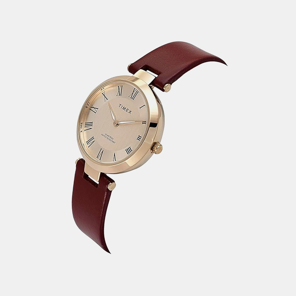 Fashion Women Quartz Rose Gold Dial Analog Leather Watch TWEL19211