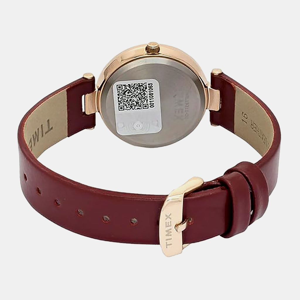 Fashion Women Quartz Rose Gold Dial Analog Leather Watch TWEL19211