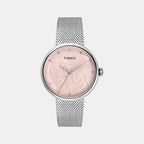 Fashion Women Quartz Pink Dial Analog Stainless Steel Watch TWEL19300
