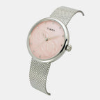 Fashion Women Quartz Pink Dial Analog Stainless Steel Watch TWEL19300