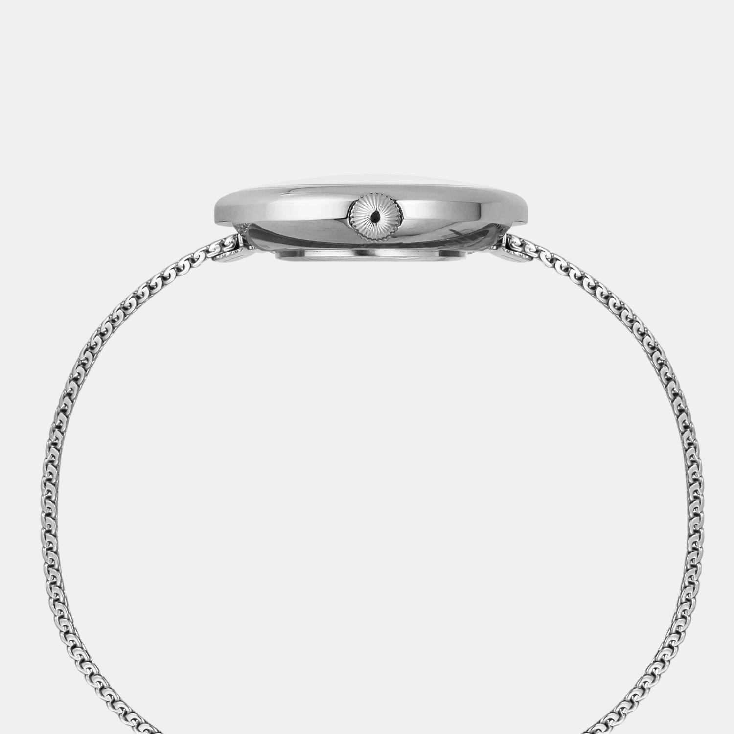 Fashion Women Quartz Pink Dial Analog Stainless Steel Watch TWEL19300