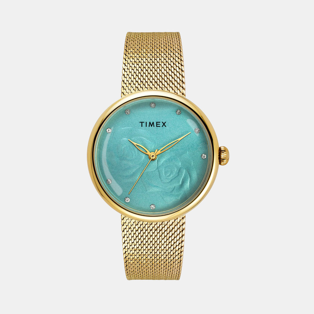 Fashion Women Quartz Blue Dial Analog Stainless Steel Watch TWEL19301